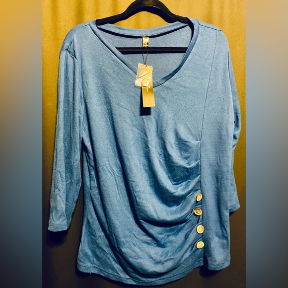 Blue Blouse with gold buttons - Picture 1 of 2